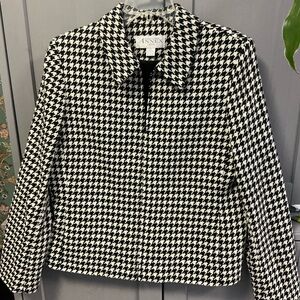 Casual Corner Black and White Houndstooth Blazer